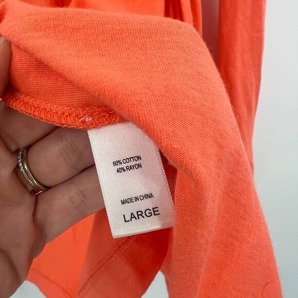 Carole Hochman Heavenly Soft Coral Orange Open Front Cardigan Women's Large - Picture 3 of 4